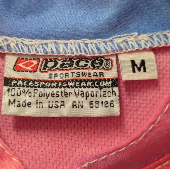 Vintage Pace Sportswear Colorful Tie Dye Floral Women's Cycling Jersey Top sz M - Picture 10 of 10